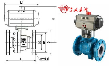 氣動(dòng)襯氟球閥結(jié)構(gòu)圖